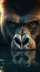 the gorilla a the pond