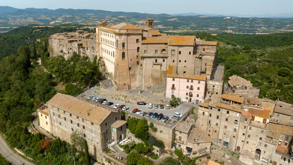 Obraz premium Aerial view of the historic center of Bomarzo, a small town in the Tuscia area in the province of Viterbo, Lazio, Italy.
