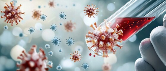 A laboratory test tube filled with a vibrant red liquid, symbolizing a chemical experiment or scientific research in progress.