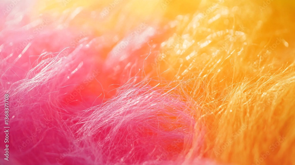 Poster colorful cotton candy showing pink and yellow fibers creating a soft texture