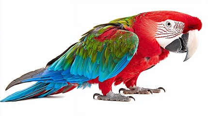 Obraz premium Red Green Blue Macaw Parrot on White Background