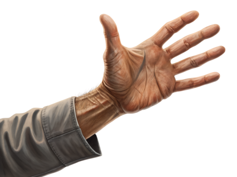 hand in black glove isolated