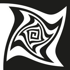 Warped square spiral. Abstract optical effect. Black white geometric. Vector background.