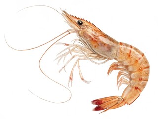 Flying shrimp isolated on transparent background