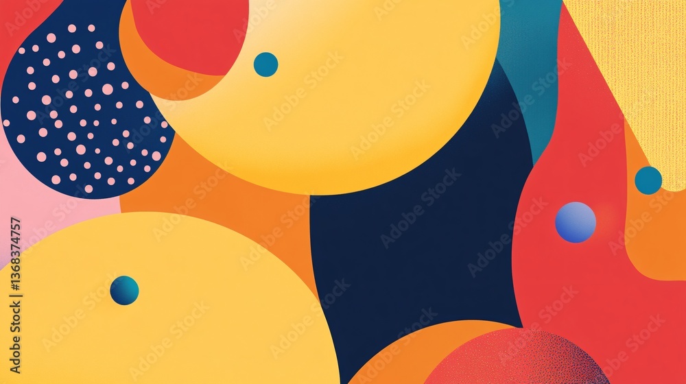 Aufkleber Abstract background with colorful overlapping rounded shapes and dots creating a modern and vibrant design