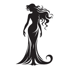 Mythical Aphrodite silhouette, a legend of passion and grace - Aphrodite illustration - Aphrodite vector - Greek goddess silhouette

