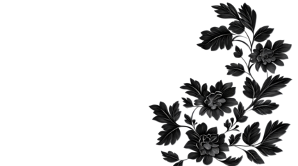 Floral arrangement with leaves, petals, foliage, cut out transparent