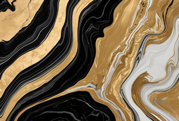 Opulent Marble Texture in Black and Gold