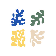 Botanical doodle art vector set. Groovy abstract flower art. Organic doodle shape. Vector art design for print, logo, wallpaper, wall art, branding, sticker and poster.