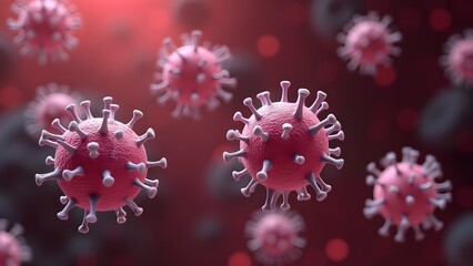 Detailed 3D rendering of virus with spikes, depicting infectious disease and scientific research