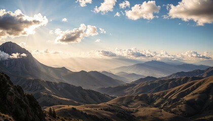 Majestic mountain landscape under a dramatic sky  