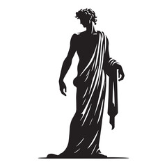 Ornate Apollo silhouette, a vision of divine beauty - Apollo illustration - Apollo vector - Greek god silhouette

