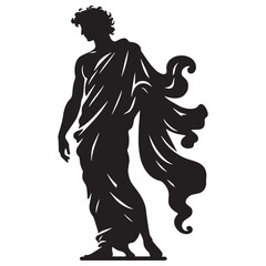 Fototapeta premium Heroic Apollo silhouette, master of archery - Apollo illustration - Apollo vector - Greek god silhouette