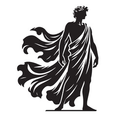 Resplendent Apollo silhouette, a divine warrior - Apollo illustration - Apollo vector - Greek god silhouette

