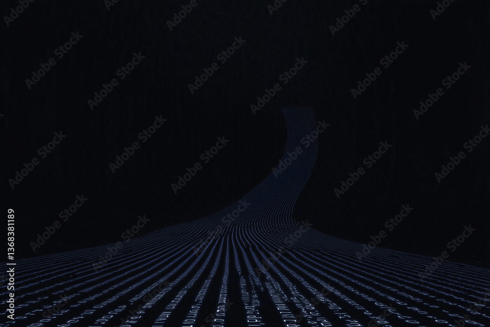 Poster lines of light in darkness: a mesmerizing abstract composition featuring a vast expanse of parallel 
