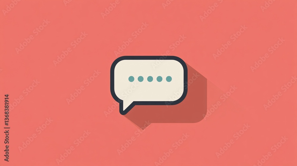 Poster Speech bubble showing waiting status on pink background