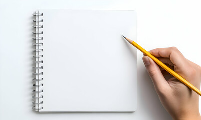 Blank Notebook and Pencil on a Minimalist White Background
