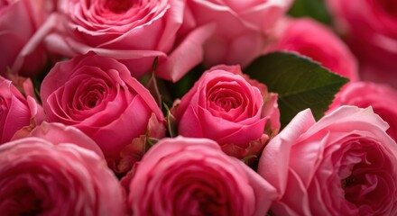 Obraz premium A beautiful arrangement of pink roses showcasing their vibrant colors and delicate petals