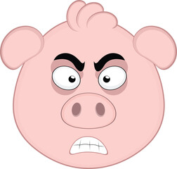 vector illustration emoji character face pig cartoon, with an angry expression
