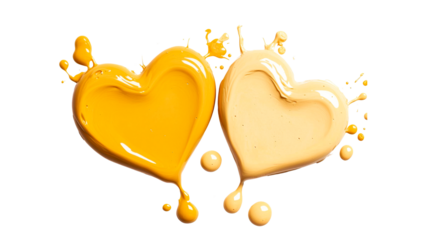 Two Hearts of Gold and Yellow Paint, cut out transparent