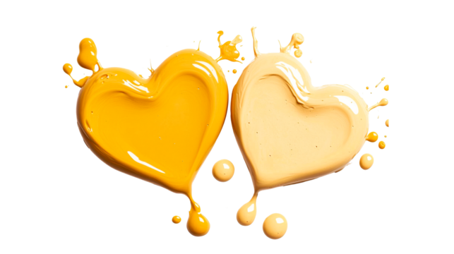 Two Hearts of Gold and Yellow Paint, cut out transparent