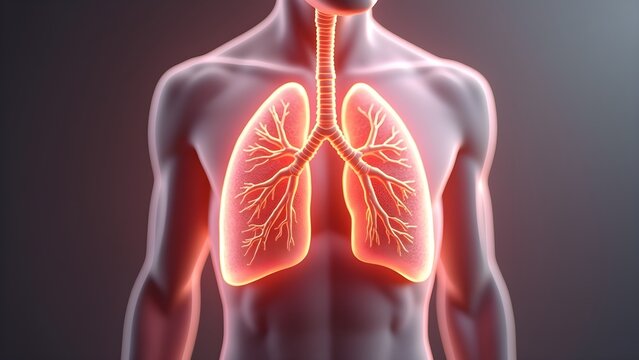 Human Anatomy: Detailed 3D Illustration of the Lungs and Respiratory System for Medical or Scientific Purposes - Powered by Adobe