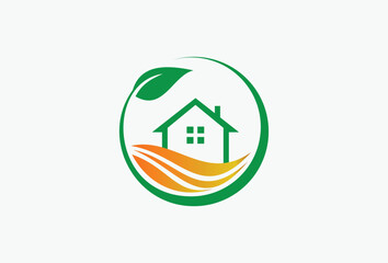 Green House Farmland Logo Design Element