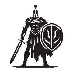 Heroic Ares silhouette, a god of strength - Ares illustration - Ares vector - Greek god silhouette

