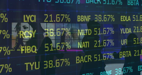 Obraz premium Image of stock market over people dancing