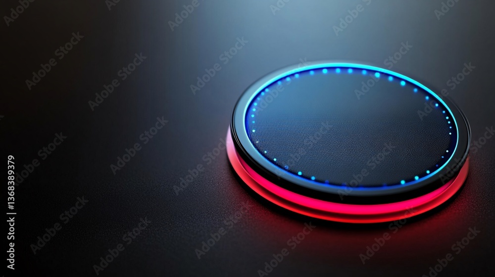 Aufkleber futuristic glowing touch sensitive button lighting up in red and blue