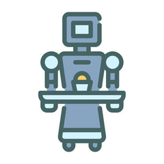 Serve robotic filled outline icon. Serve robotic color line illustration.
