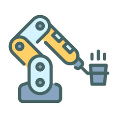 Robot Barista filled outline icon. Robot Barista color line illustration.
