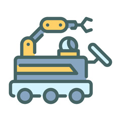 Mobile Robot filled outline icon. Mobile Robot color line illustration.