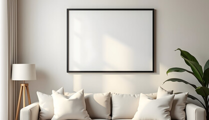 Empty Picture Frame Mockup In White Minimalistic Room