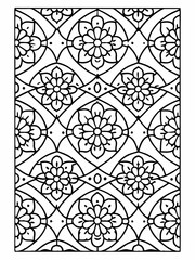 Detailed Floral Pattern Coloring Sheet with Elegant Flower Designs

