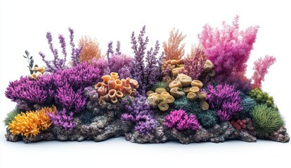 Fototapeta premium Colorful Coral Reef Scene in Vibrant Hues, Detailed Aquatic Life and Underwater World