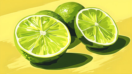 Zesty Lime Illustration: Fresh and Vibrant Digital Artwork Capturing the Essence of Summer