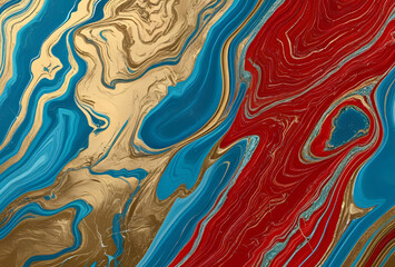 Obraz premium Decorative Surface with Interaction of Blue, Red, and Gold