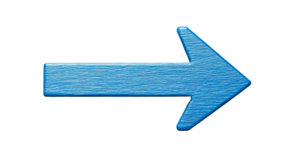 Right blue arrow with wood texture pointing direction, cut out transparent