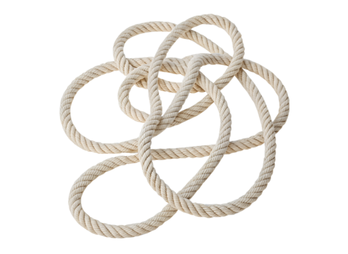 Tangled rope PNG cutout isolated on a white transparent background, perfect mockup template for graphic design, digital artwork, branding, and creative projects 