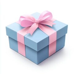 Obraz premium Light Blue Gift Box with Pink Ribbon and Bow