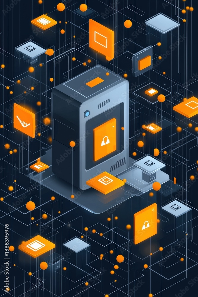 Poster multi-factor authentication icons surrounding a virtual voting machine