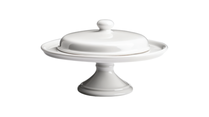 Covered butter dish with pedestal, cutout transparent