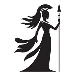 Eternal Athena silhouette, revered in Greek mythology - Athena illustration - Athena vector - Greek goddess silhouette

