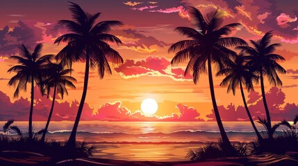 Sunset on Tropical Beach