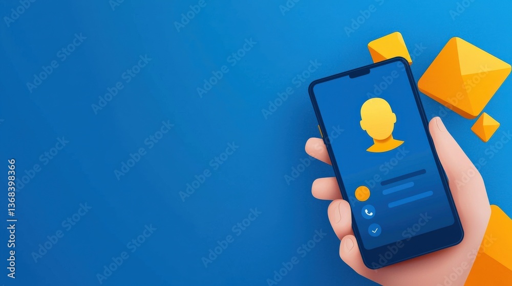 Poster phone displaying secure app with face recognition symbol