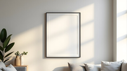 Empty Picture Frame Mockup In White Minimalistic Room