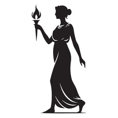Elegant Demeter silhouette, goddess of growth and prosperity - Demeter illustration - Demeter vector - Greek goddess silhouette

