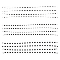 Dotted line patterns. Black wavy shapes. Minimal design elements. Seamless vector lines.