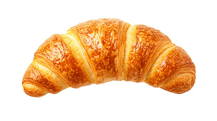 Fresh croissant, golden color, flaky layers, delicious pastry, cut out transparent